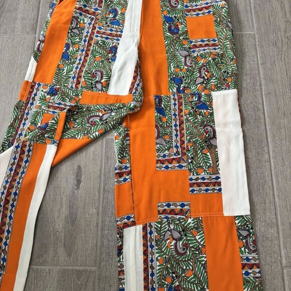 Tory Burch Womens Multicolor Geometric Animal Print Pants Silk size 10 EUC - Picture 6 of 16